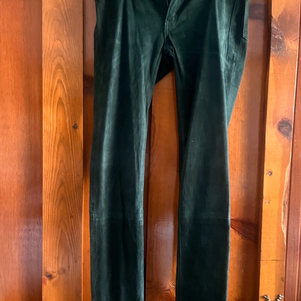 rag & bone Dark Green Slim Leg Pants suede